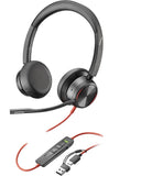 POLY Cuffie stereo Blackwire 8225 con connettore USB-C adattatore USB-C A