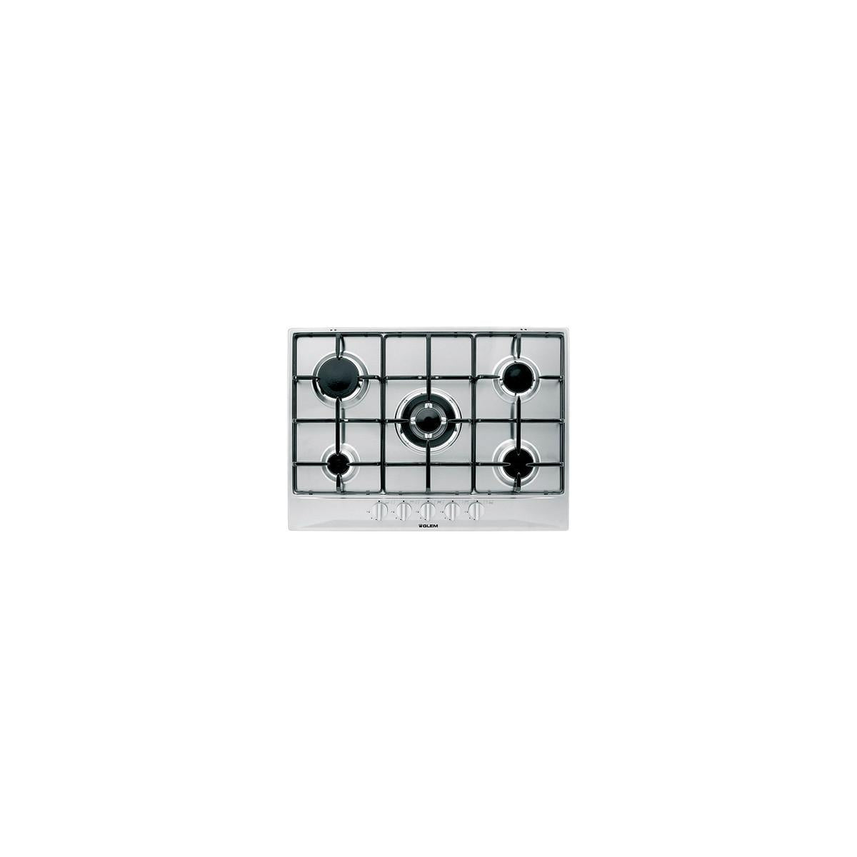 Glem Gas P5GFXV piano cottura Nero Acciaio inox Da incasso 70 cm 5 Fornelli