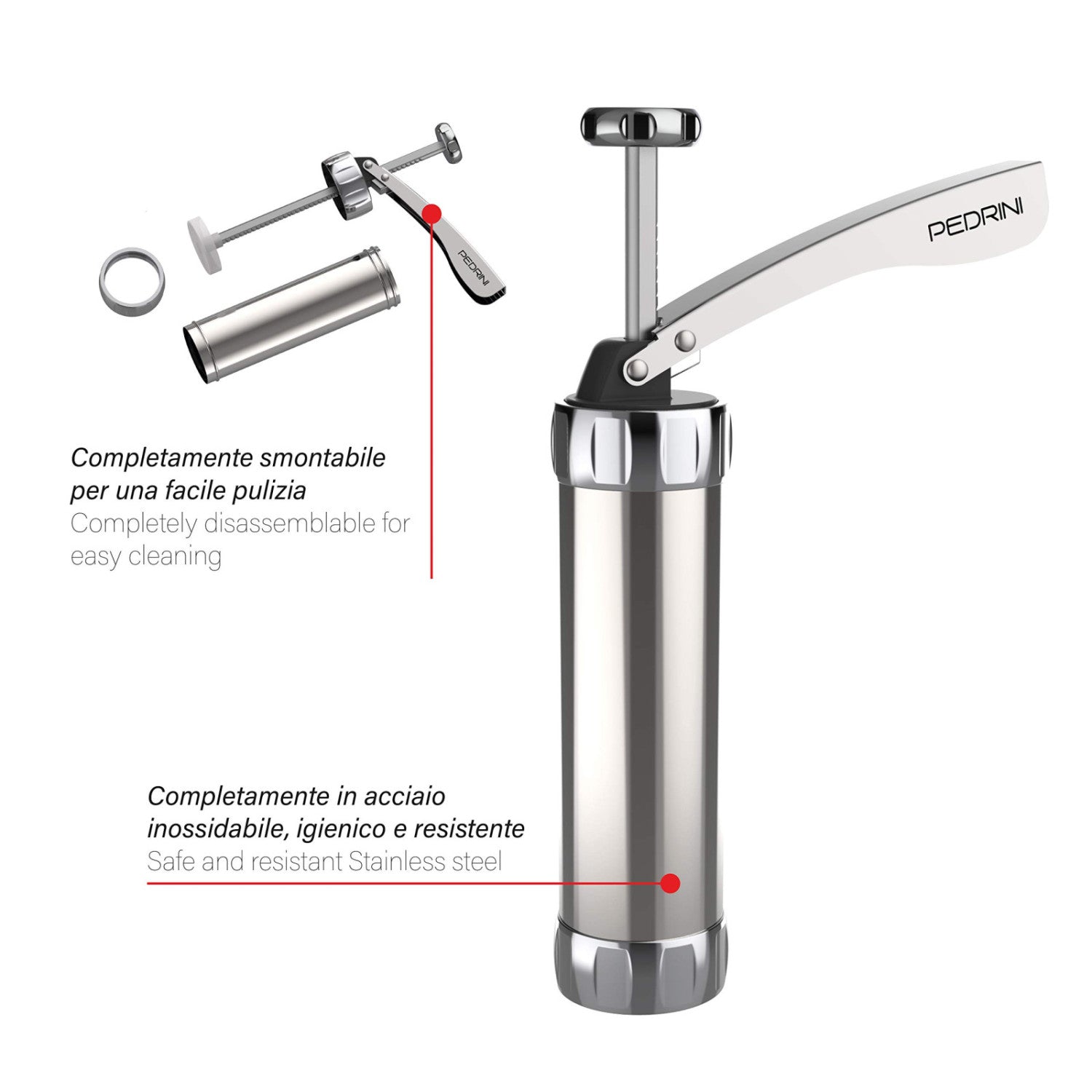 Pedrini Siringa Per Biscotti In Acciaio Inox Con 13 Dischi E 8 Beccucci
