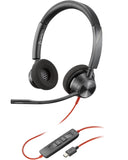 POLY Cuffie stereo Blackwire 3320 con connettore USB-C adattatore USB-C/A
