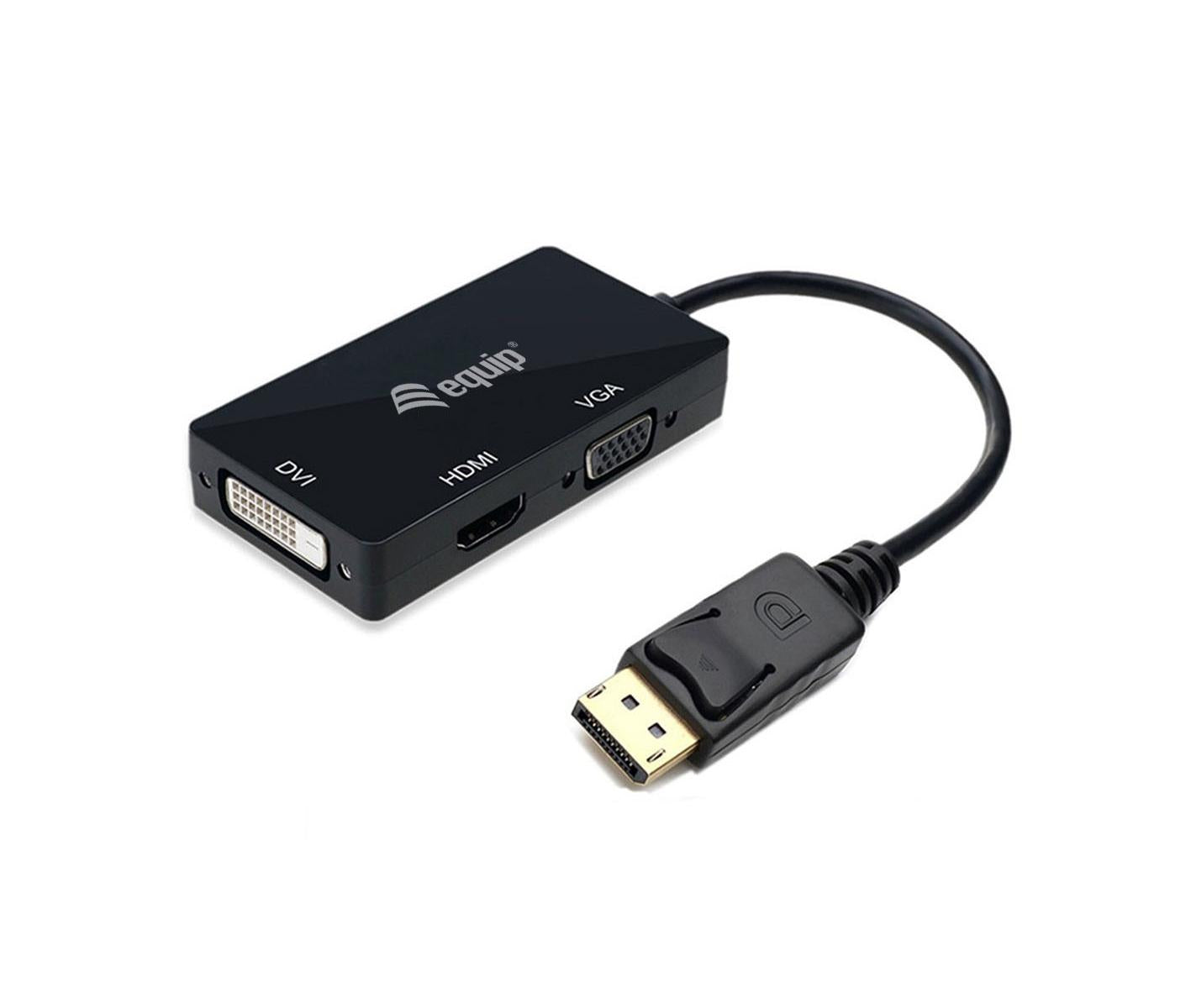 Equip 133441 cavo e adattatore video 0,24 m DisplayPort DVI-D VGA (D-Sub) HDMI Nero