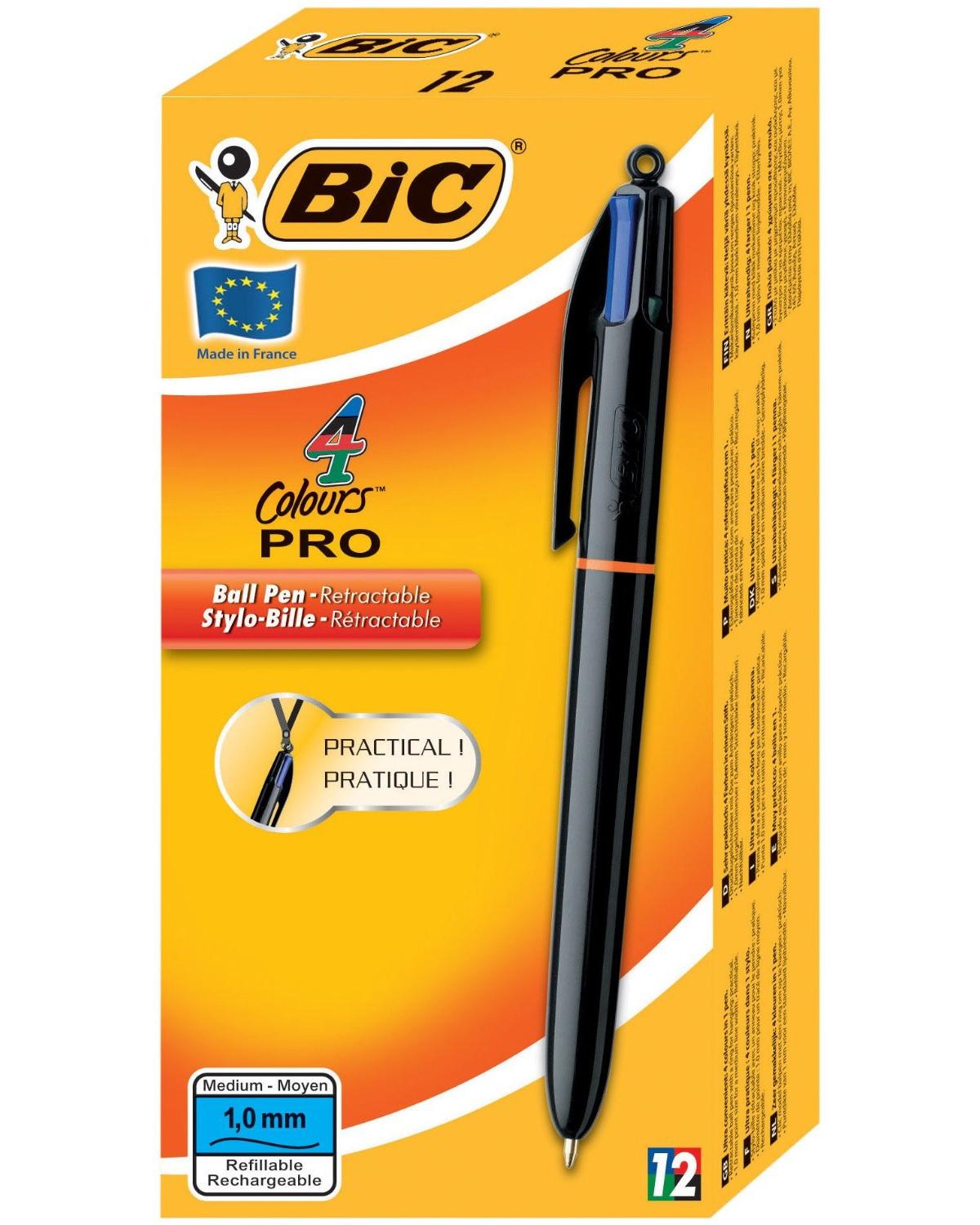 BIC 902129 penna a sfera Nero, Blu, Verde, Rosso Medio 12 pz