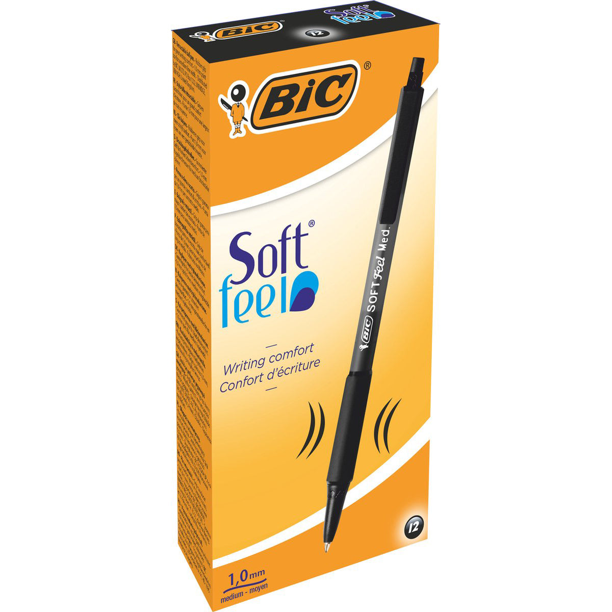 Penna BIC Softfeel - 12 Pezzi - Nera - Punta media 1 mm