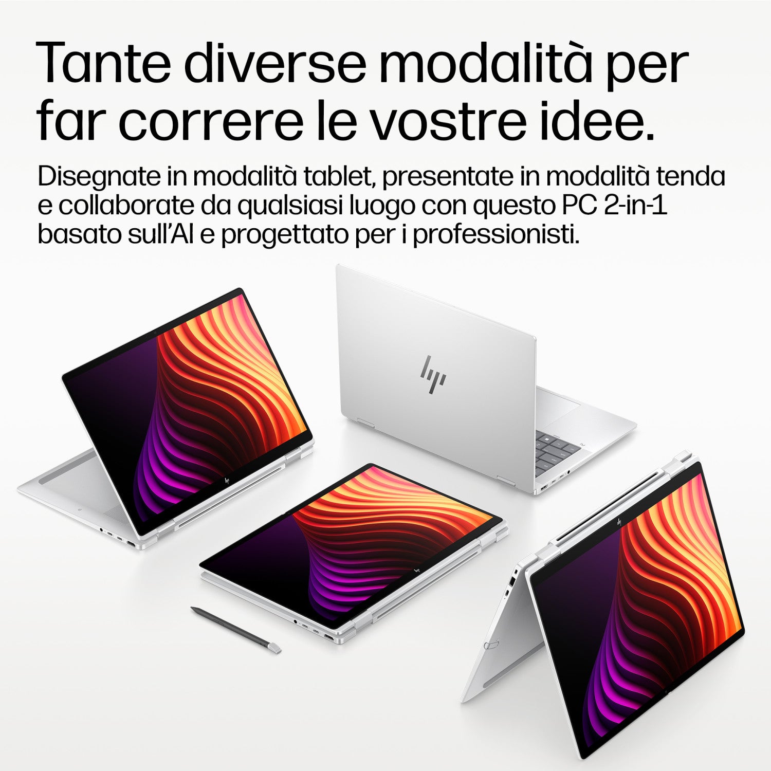 HP E4LG6AT laptop Copilot+ PC Intel Core Ultra 7 356H Ibrido (2 in 1) 35,6 cm (14") Touch screen WUXGA 32 GB LPDDR5x-SDRAM 1 TB SSD Wi-Fi 7 (802.11be) Windows 11 Pro Argento