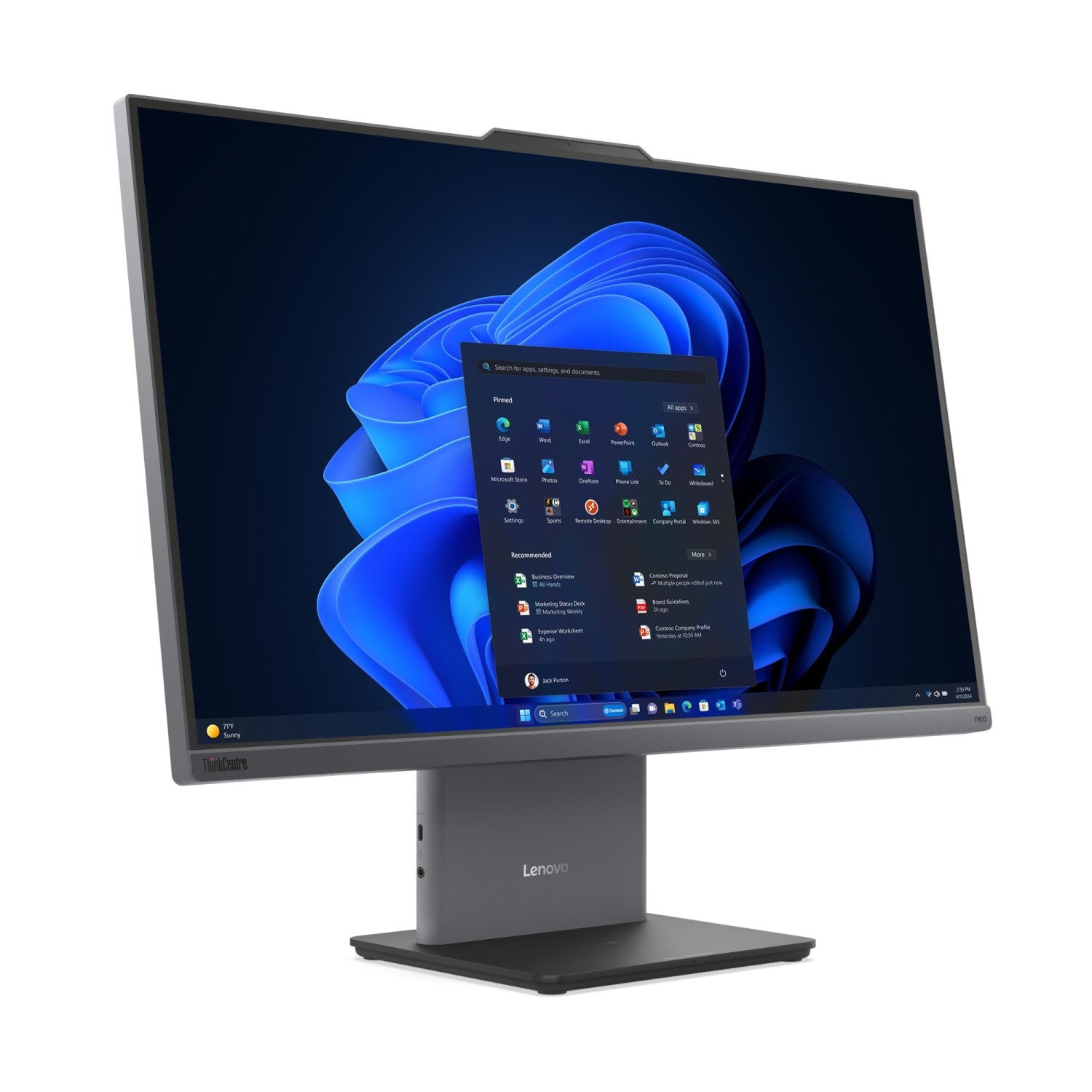 Lenovo ThinkCentre neo 50a 24 Gen 6 LNL Intel Core Ultra 7 256V 60,5 cm (23.8") 1920 x 1080 Pixel Touch screen PC All-in-one 16 GB LPDDR5x-SDRAM 512 GB SSD Windows 11 Pro Wi-Fi 6 (802.11ax) Grigio