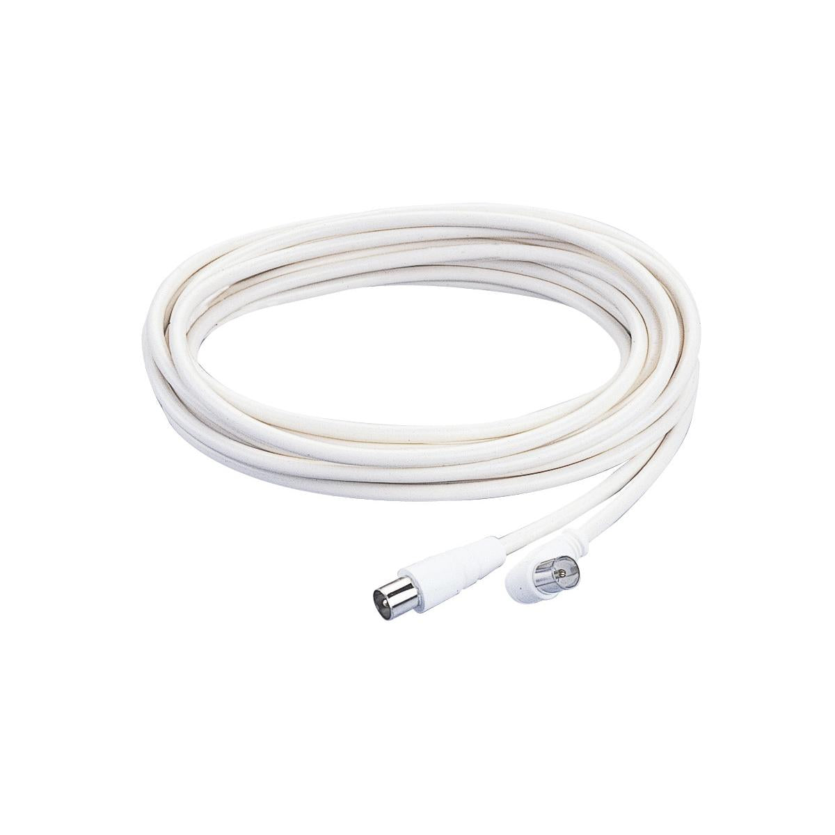 Poly Pool PP0622 Cavo Coassiale TV Antenna Spina Assiale e Spina 95 mm Maschio Diametro 5 metri Bianco