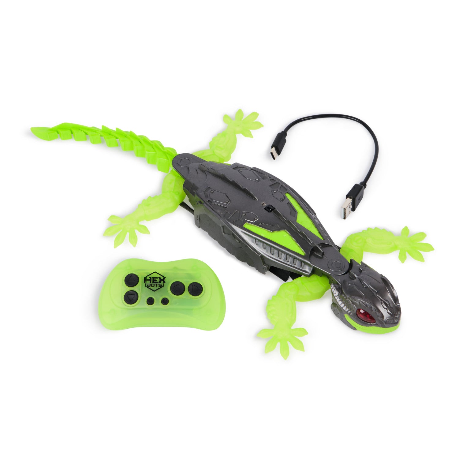 HEX BOTS Geco Telecomandato, Giocattolo Interattivo Radiocomandato, Ricaricabile con Cavetto USB, si Arrampica sulle Pareti e Corre sui Pavimenti, Giocattolo per Bambini e Bambine, 4 Anni