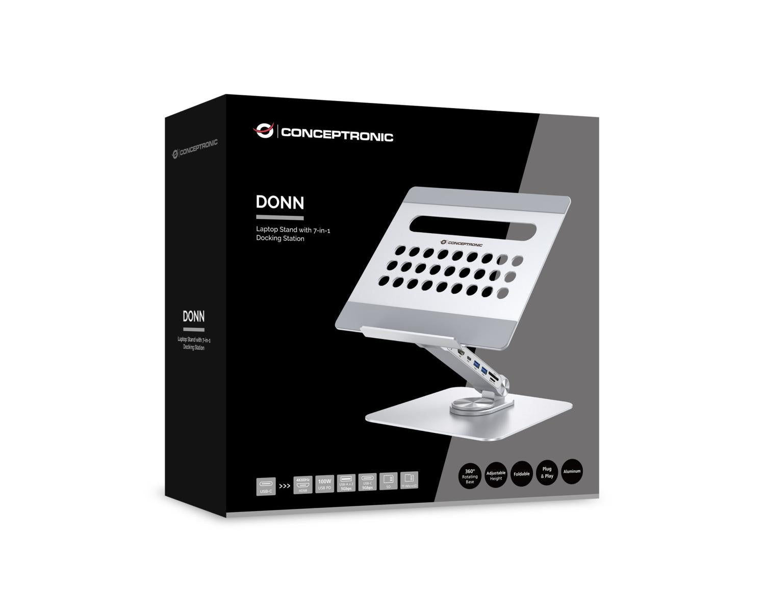 Conceptronic DONN27G supporto per laptop Supporto per computer portatile Argento