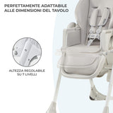 Kinderkraft Yummy Seggiolone Pappa Regolabile Pieghevole, 7 Altezze, Schienale 3 Posizioni, Cinture 5 Punti, 6 Mesi-3 Anni, Grigio