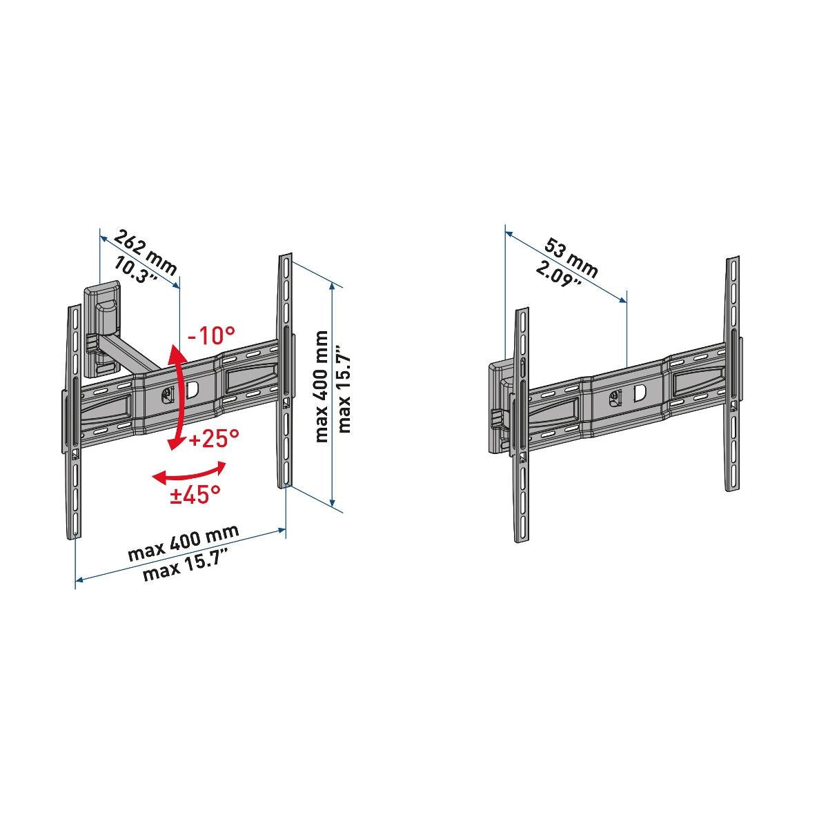 Meliconi CME ER400 Supporto da Parete per Tv Monitor 14 a 50 Pollici Nero