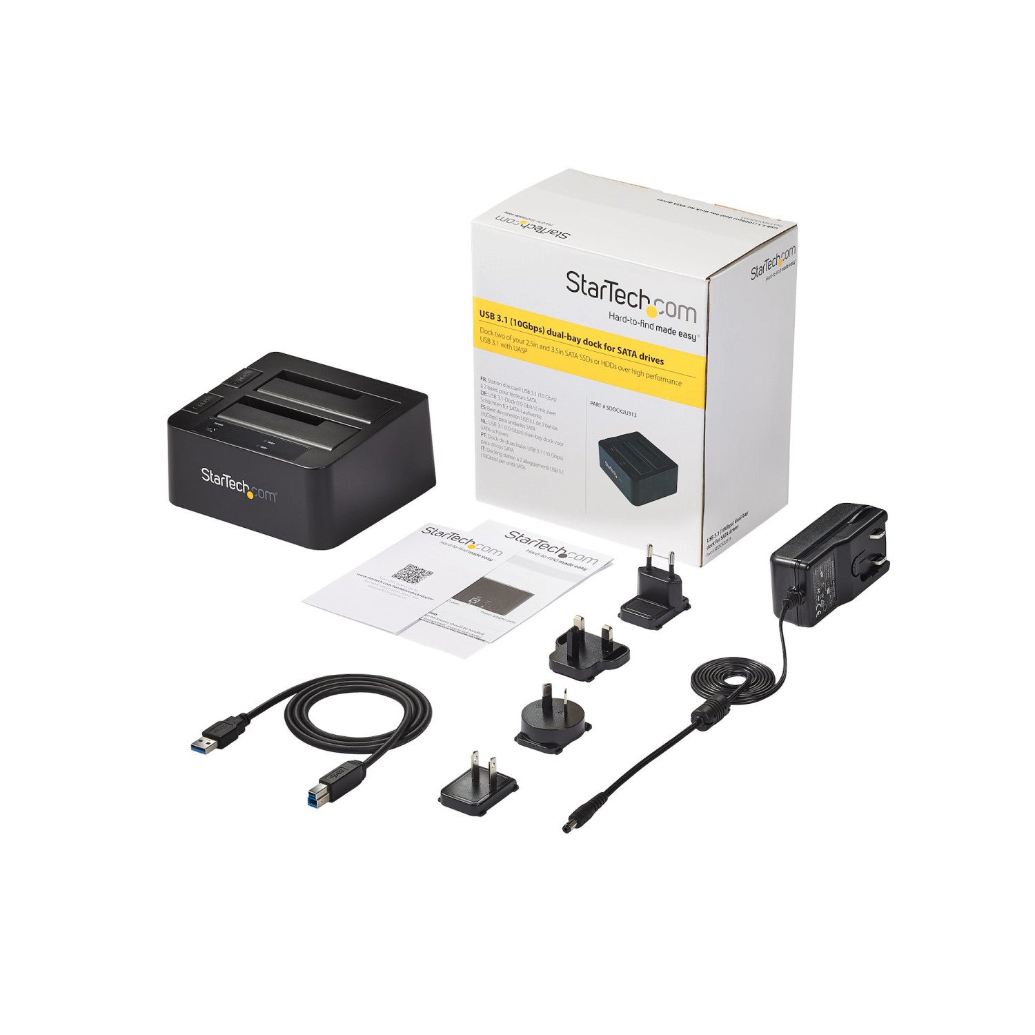 StarTech.com SDOCK2U313 docking station per unità di archiviazione USB 3.2 Gen 2 (3.1 Gen 2) Type micro-B Nero