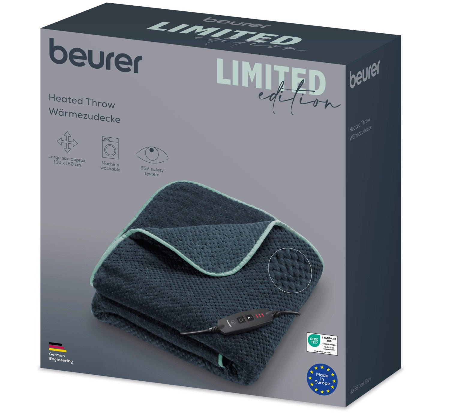 Beurer HD 65 Coperta elettrica Grigio scuro Tessuto felpato
