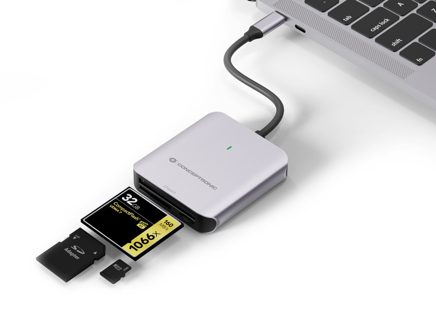 Conceptronic BIAN09G lettore di schede USB 3.2 Gen 2 Type-C Grigio