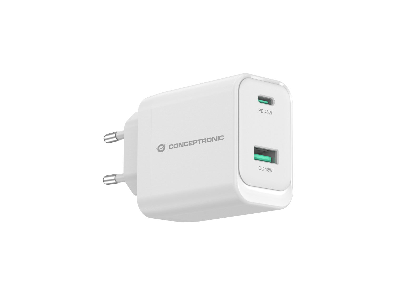 Conceptronic ALTHEA20W45 Caricabatterie per dispositivi mobili Universale Bianco AC Ricarica rapida Interno