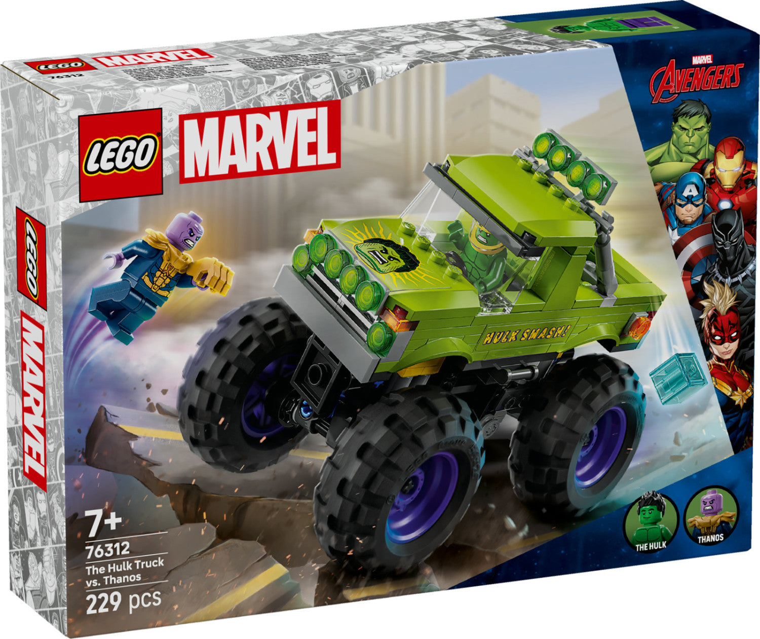LEGO Marvel Truck di Hulk vs Thanos 76312 Set da Costruzione 229 Pezzi 7 Anni
