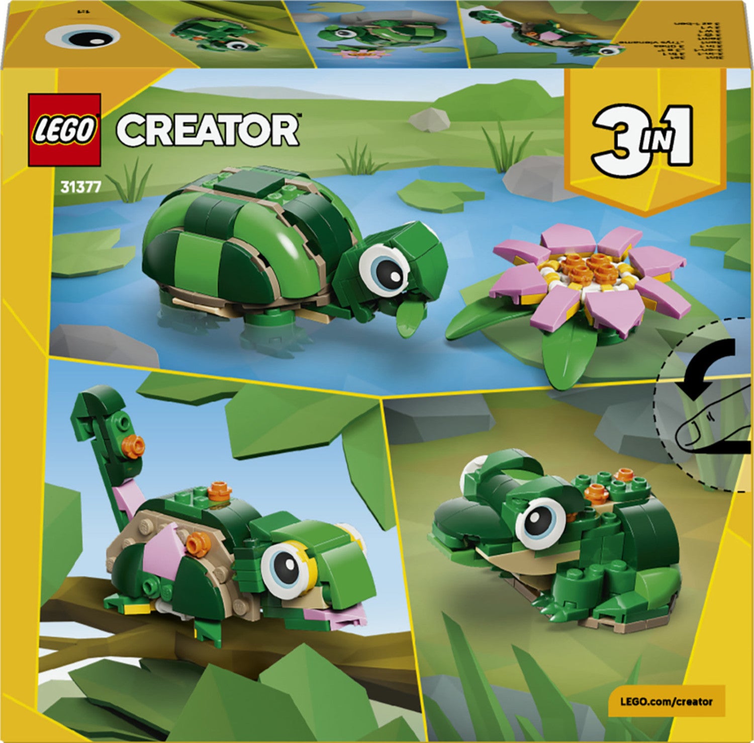 Set costruzioni LEGO 31377 CREATOR 3 IN 1 Tartaruga con fiore di ninfe
