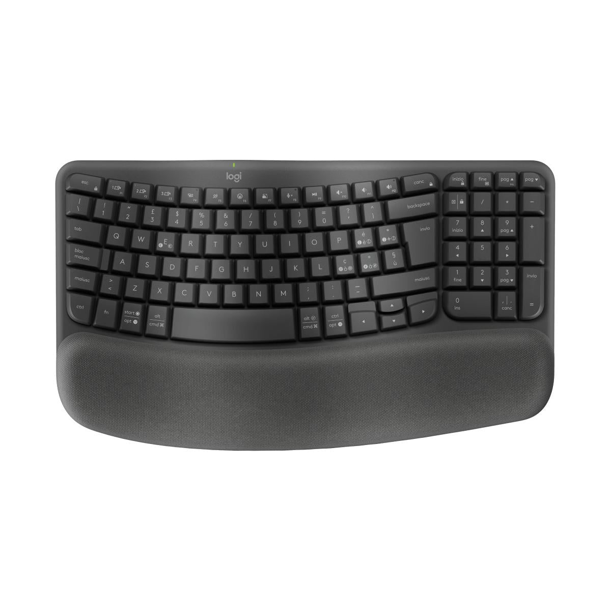 Logitech Tastiera WAVE KEYS WIRELESS ERGONOMICA Grafite
