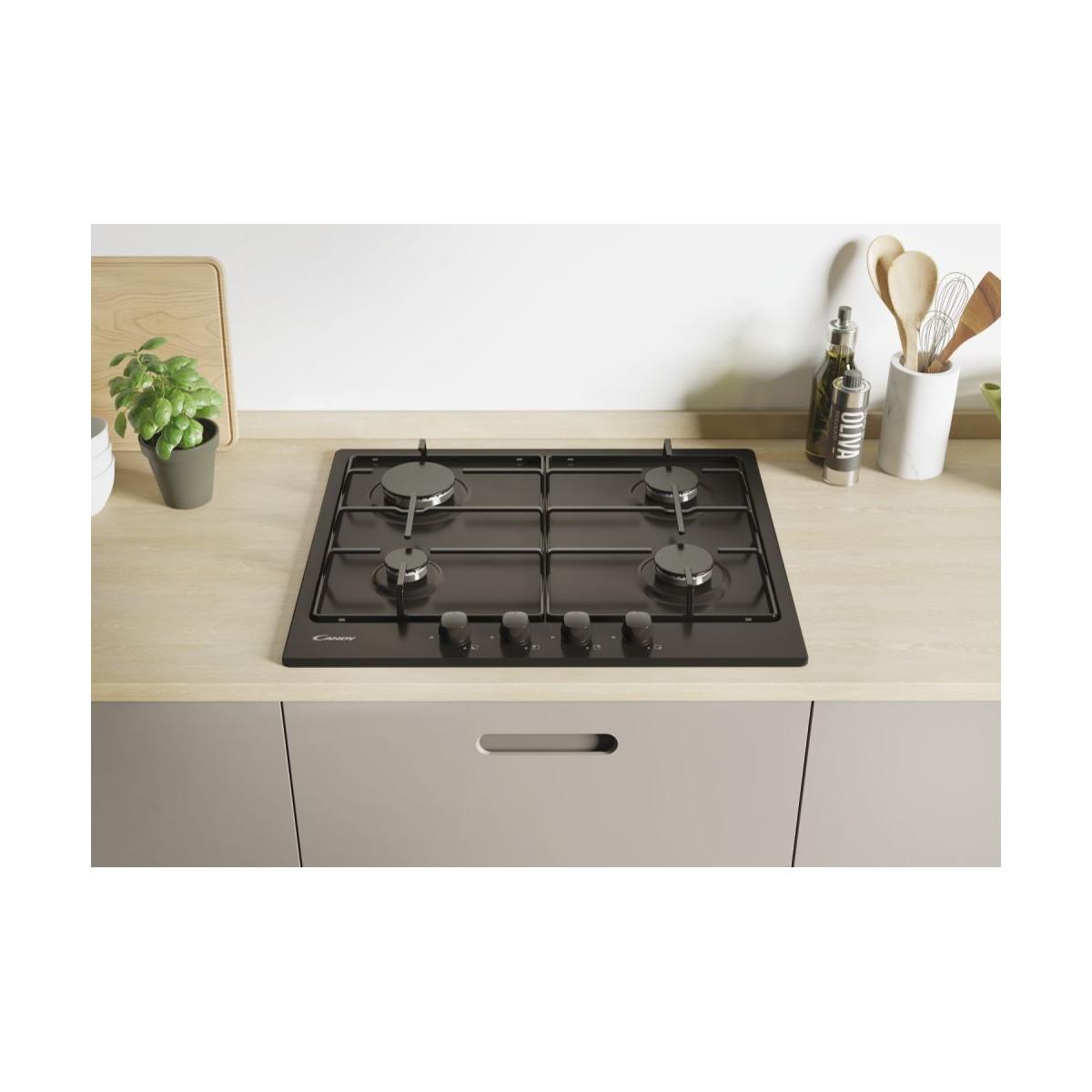 Candy Idea CHW6BRBB Piano Cottura da Incasso Gas 4 Fornelli Nero