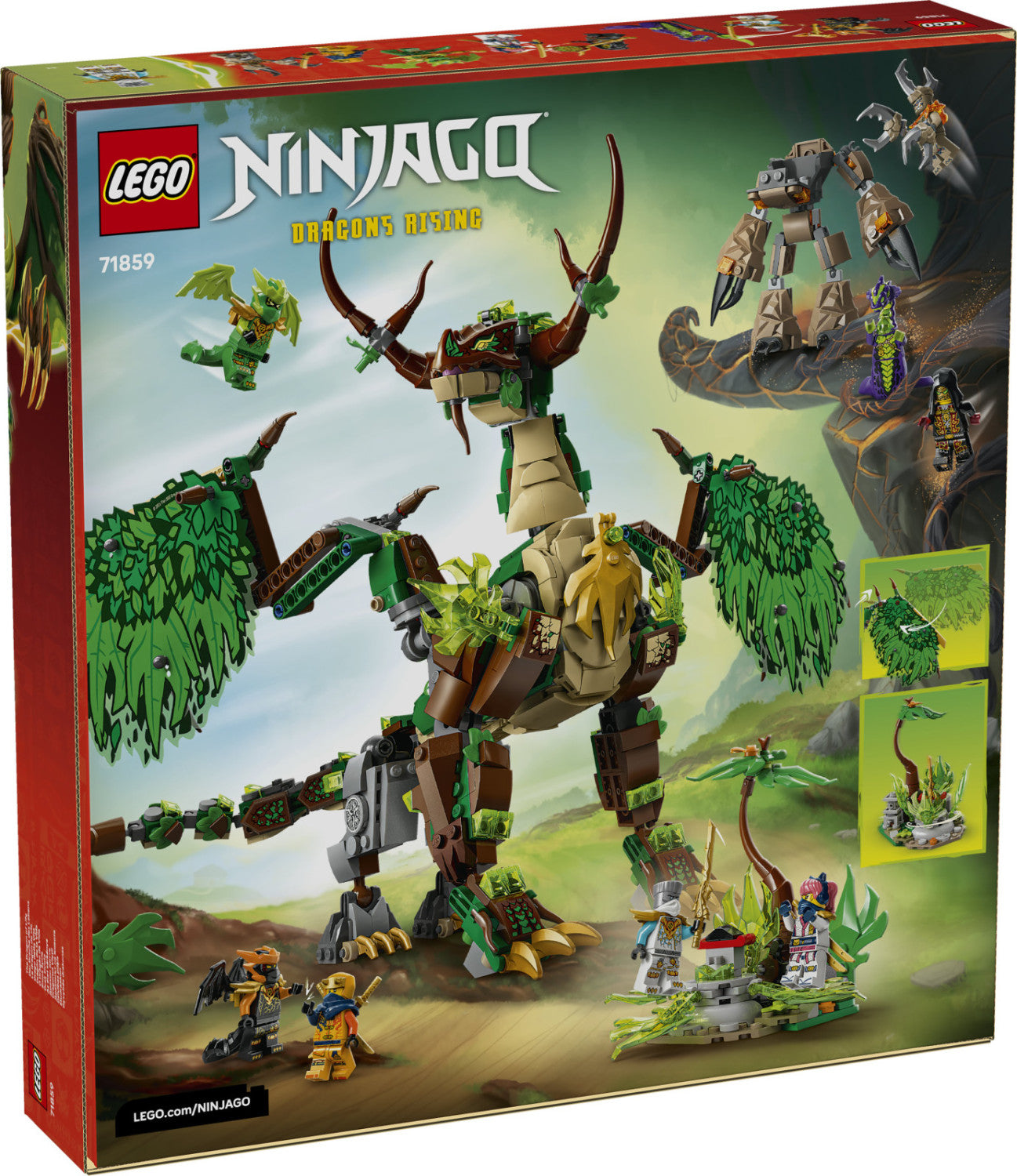 LEGO Ninjago Drago Della Vita 71859 - Action Figure Drago Verde, Mini Mech, 8 Minifigure, 1050 Pezzi, 8 Anni
