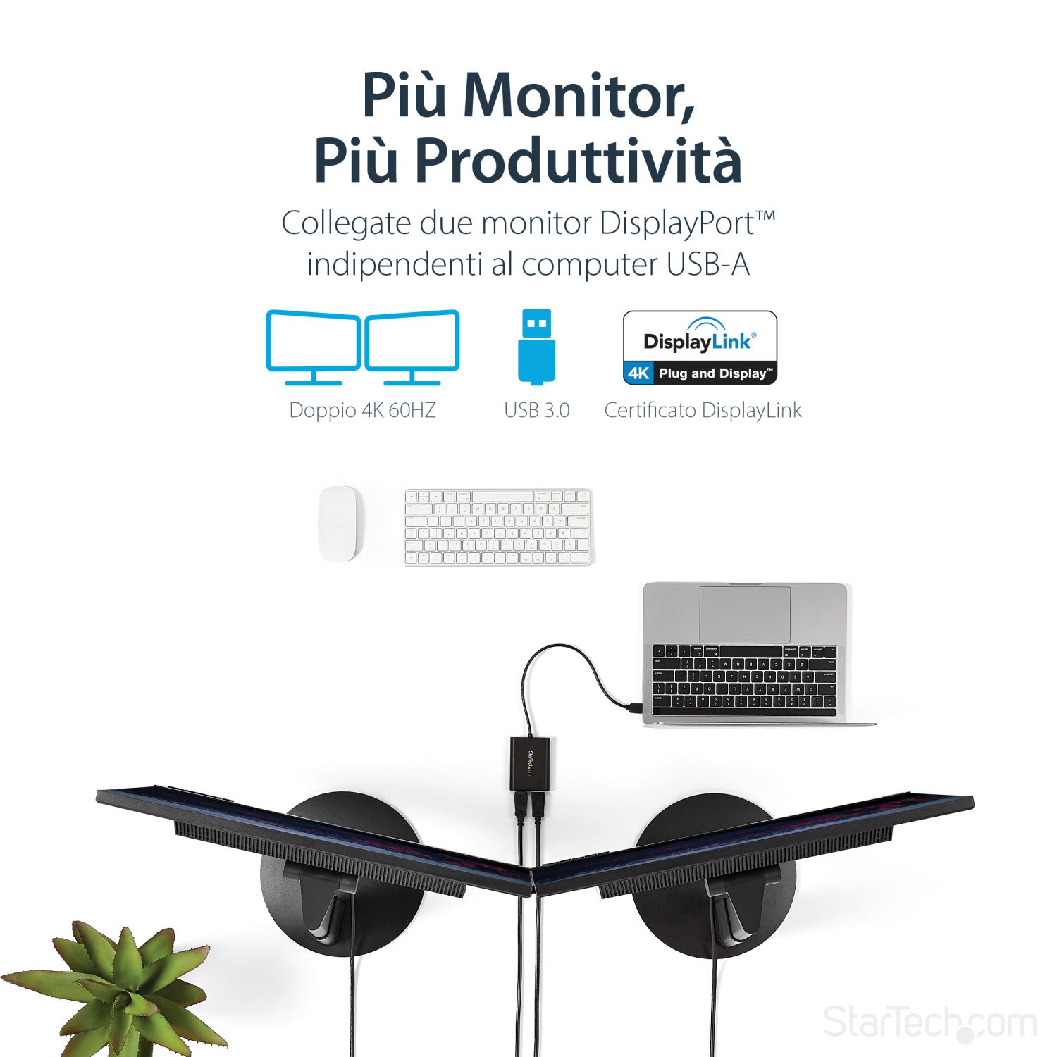 StarTech.com Adattatore USB a due DisplayPort - 4K 60 Hz - USB 3.0 (5 Gbps)
