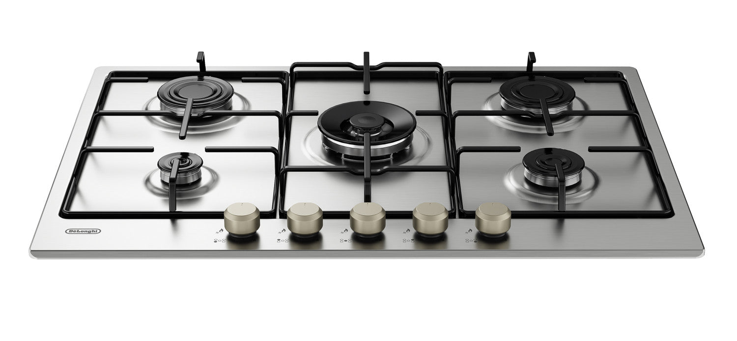 De'Longhi YLG 75 F Piano Cottura a Gas da Incasso 5 Fuochi 75 cm Acciaio Inox
