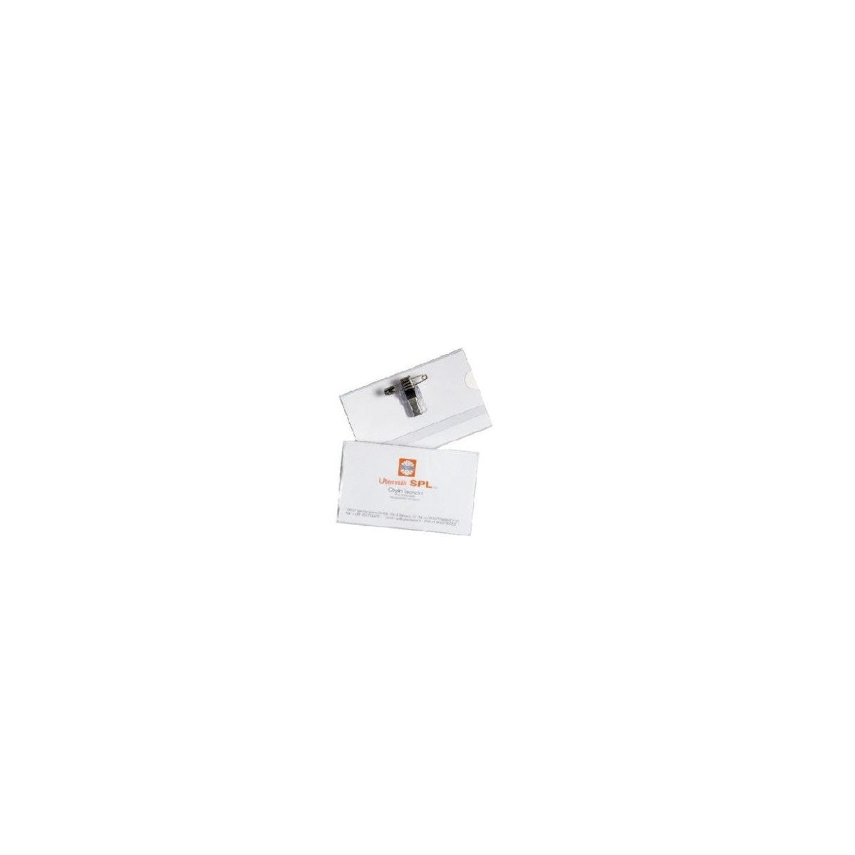 Viva Portanome in PVC Trasparente con Aggancio Fisso, Spilla e Cartoncino - 92x58 mm - Conf. 50 Pz