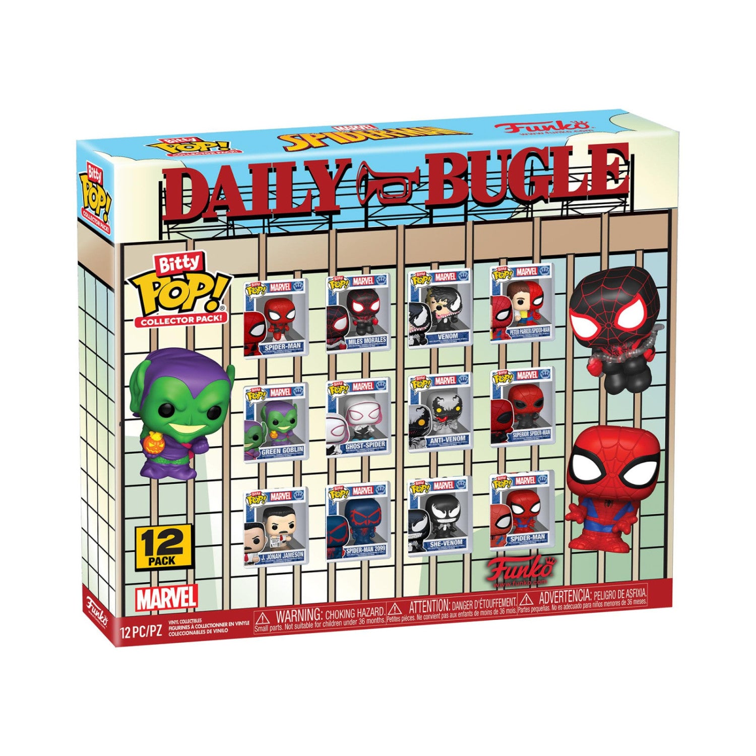 Funko Bitty Pop Marvel Spider-Man Multipack 12 Pezzi - Spider-Man, Venom, Green Goblin - Figure In Vinile 2,5 Cm