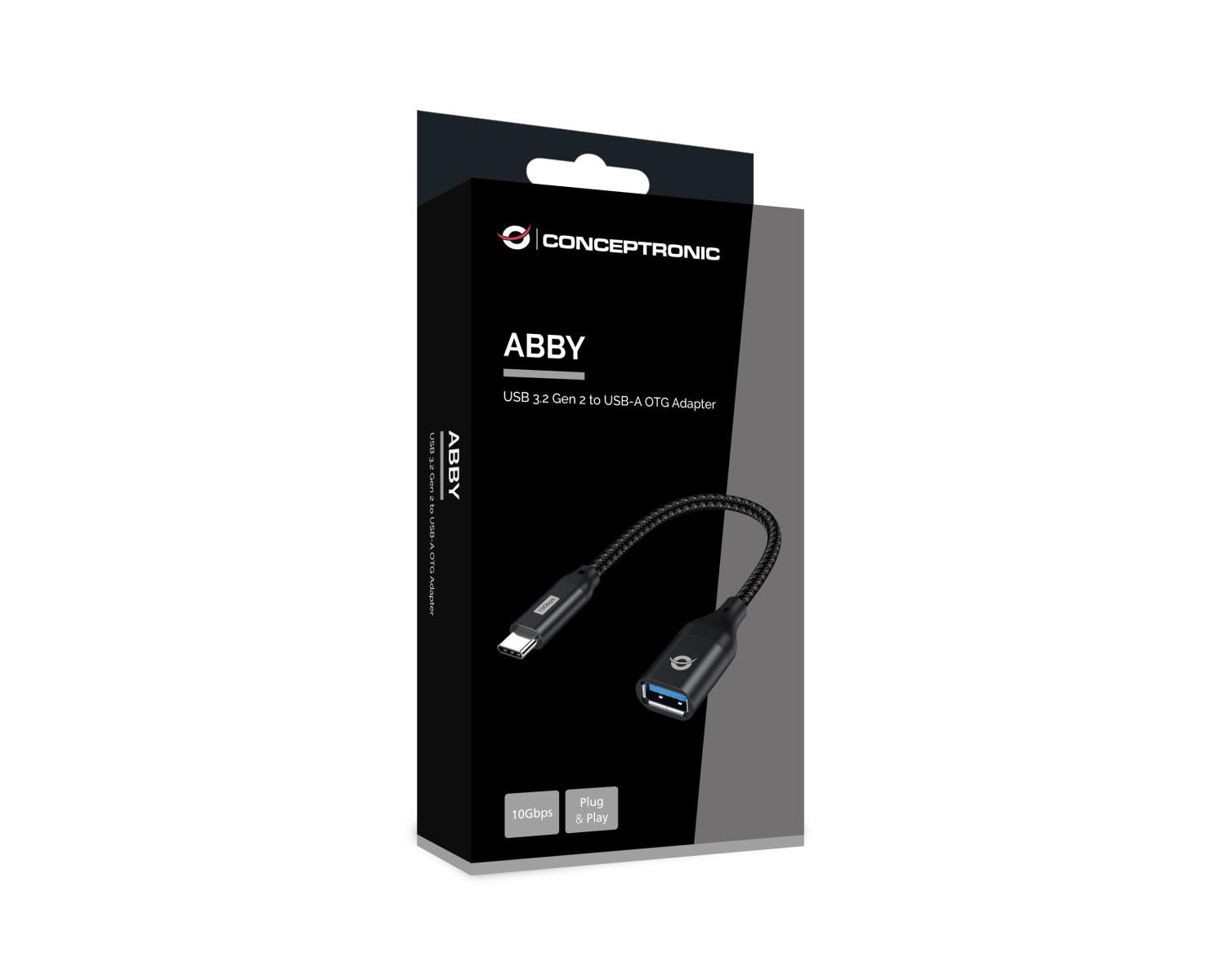 Conceptronic ABBY18B adattatore per inversione del genere dei cavi USB-C USB-A Nero
