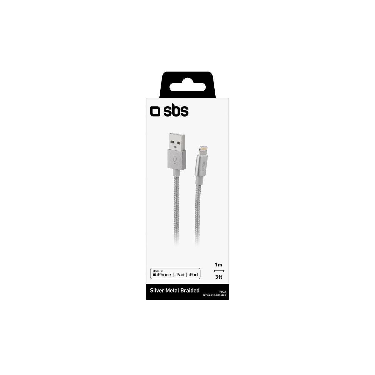 SBS TECABLEUSBIP589BS cavo Lightning 1 m Argento
