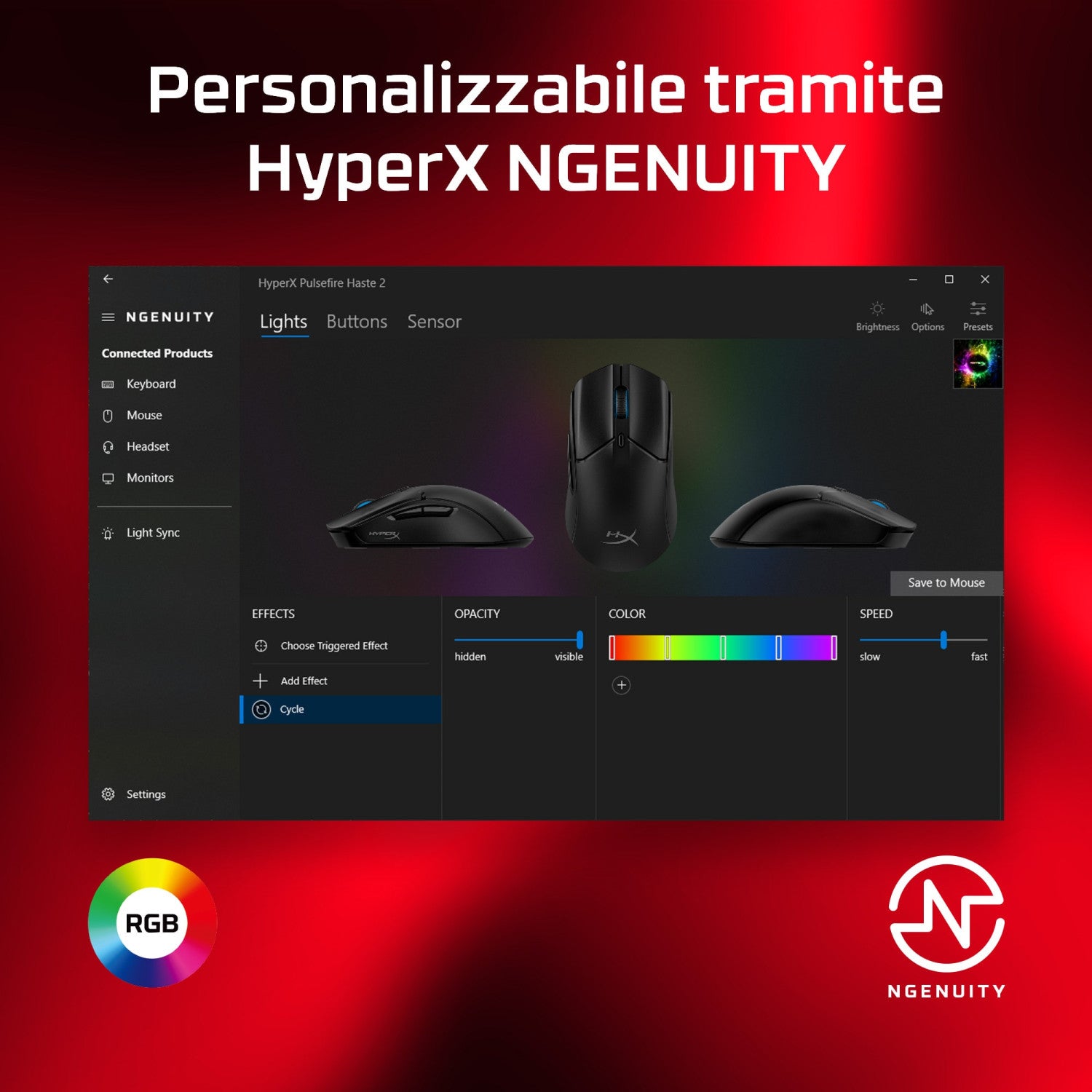 HyperX Pulsefire Haste 2 Mouse da Gaming Nero Black