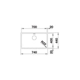 BLANCO Andano 700-U lavello Rettangolare Acciaio inox
