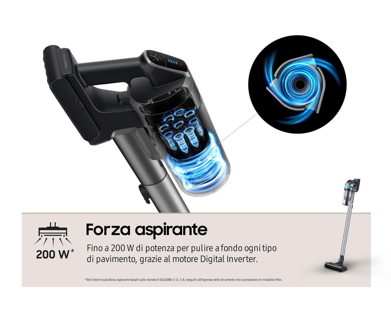 Samsung VS20T7532T1 Jet 75 pet Scopa Elettrica Senza Filo Senza Sacchetto Potenza 200W Silver