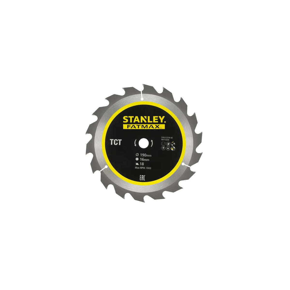 Stanley Lama Per Sega Circolare Sta15370 190 Mm Foro 16 Mm 18 Denti Riaffilabili Tct/Hm