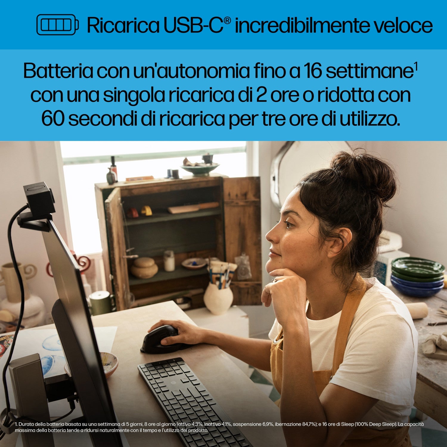 HP 925 Ergonomic Vertical mouse Mano destra RF senza fili Bluetooth 4000 DPI