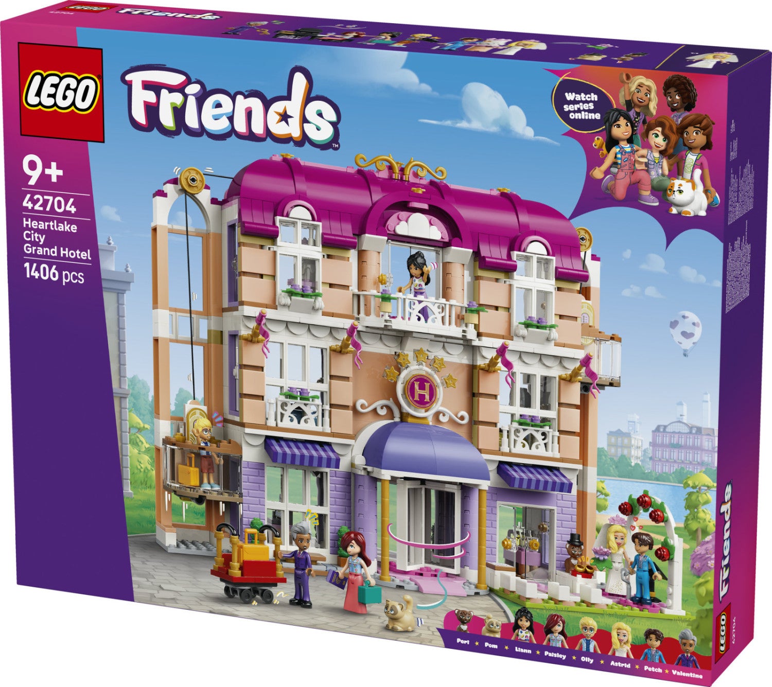 LEGO Friends 42704 Grand Hotel Di Heartlake City, Giocattolo Con 6 Mini Bamboline, 2 Animali E Accessori, Regalo Bambine 9