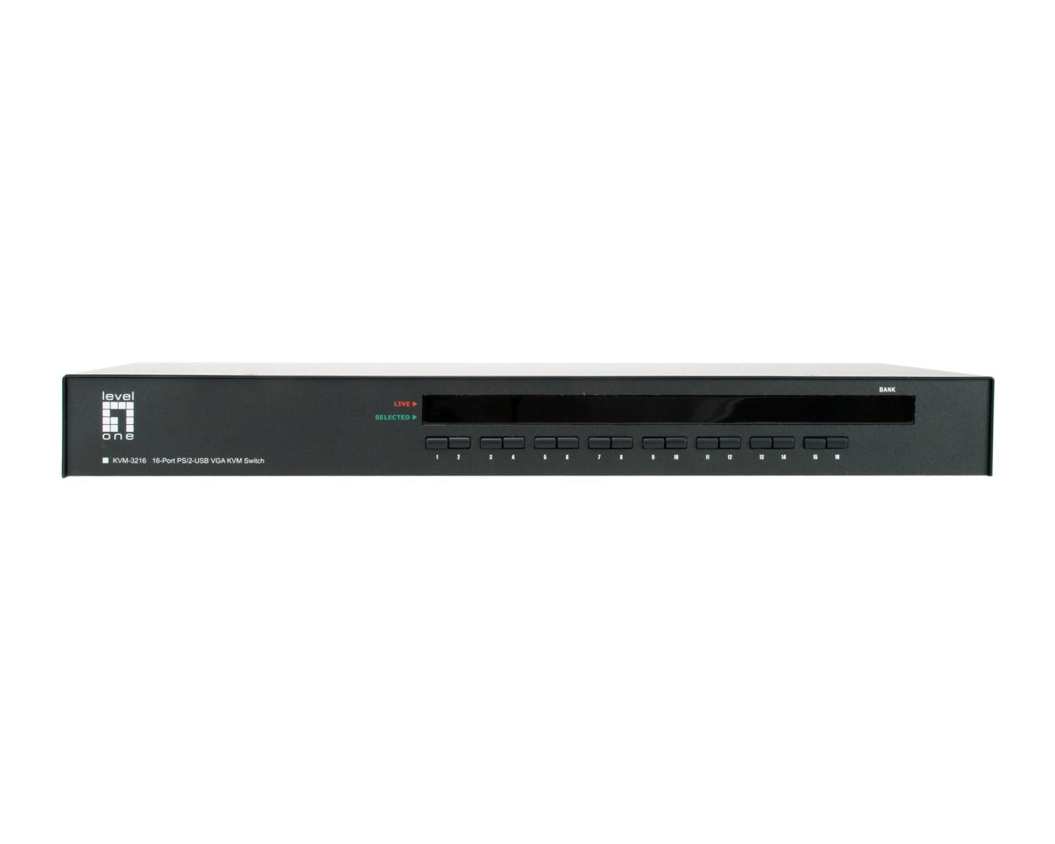 LevelOne KVM-3216 switch per keyboard-video-mouse (kvm) Montaggio rack Nero