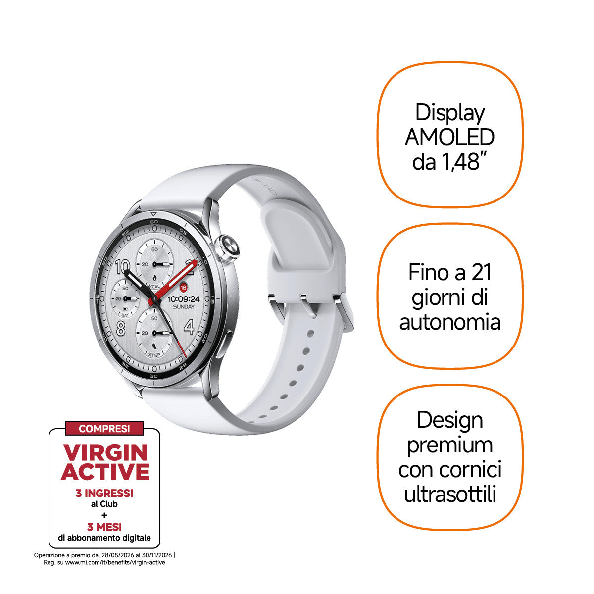 Xiaomi Watch S5 3,76 cm (1.48") AMOLED 46 mm Digitale 480 x 480 Pixel Touch screen Argento Wi-Fi