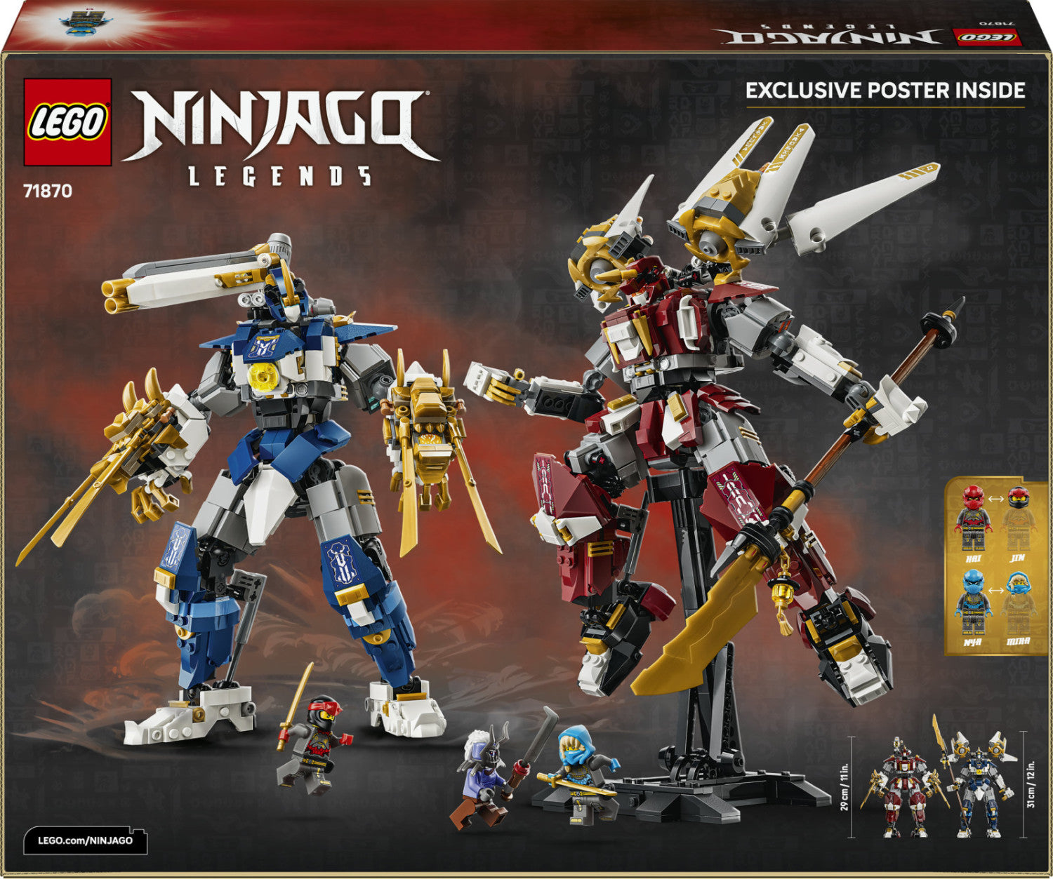 LEGO Ninjago 71870 Mech Titanici Gemelli, Set da Costruzione con 2 Action Figure e 3 Minifigure, 1707 Pezzi, per 12 Anni