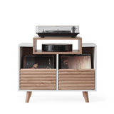 Norstone Oslo 800 Mobile Porta Vinili Hi-Fi 2 Cassetti 160 Dischi Bianco/Rovere Chiaro 80x64x40 cm