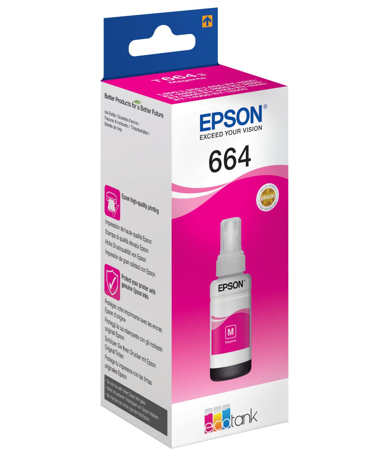 Epson C13T664340 Cartuccia Ink Jet Flacone Ecotank per L300 355 555 Magenta