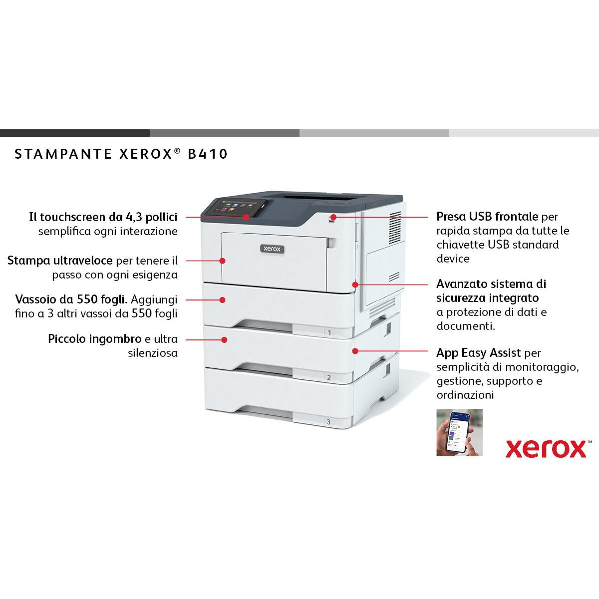 Xerox B410V DN Stampante Stampante Laser a Colori 1200x2400 DPI Bianco