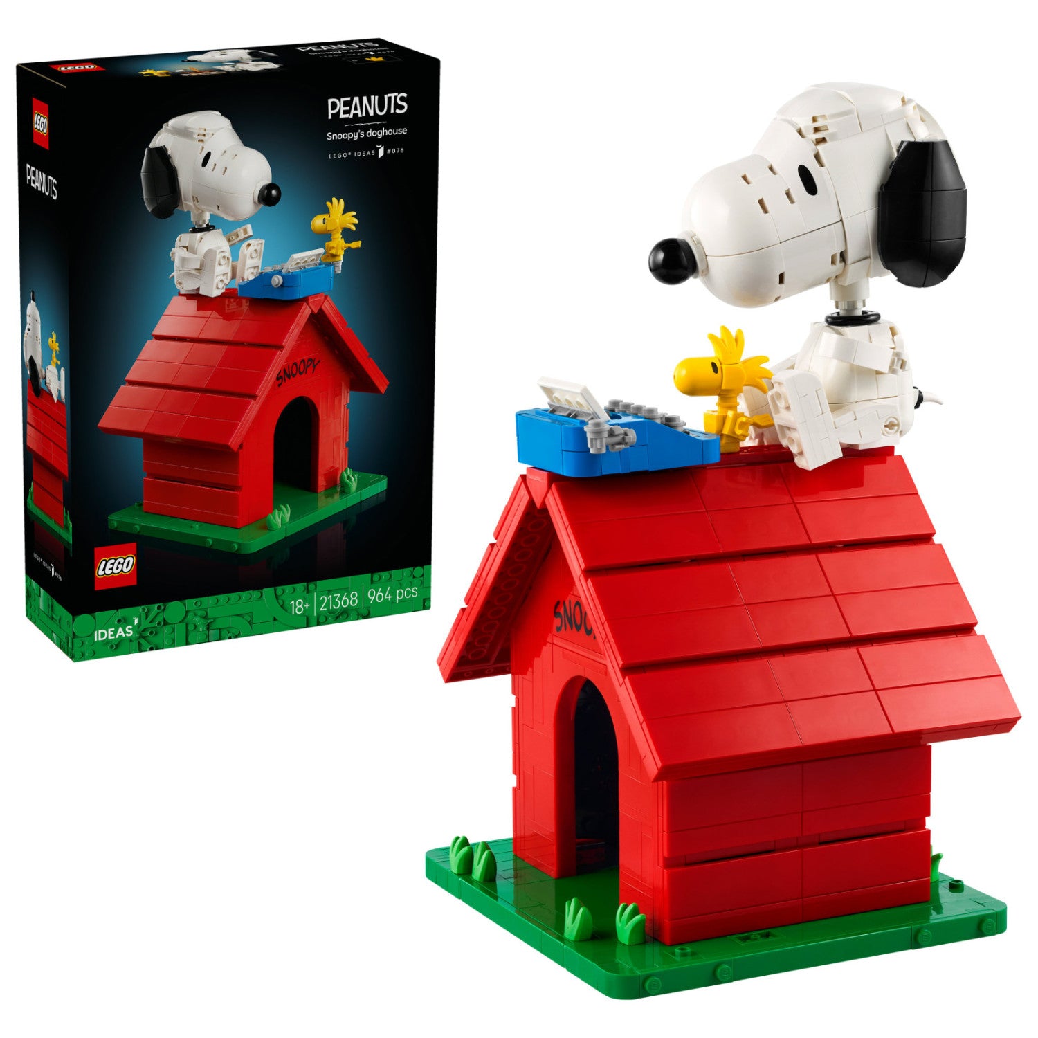 Lego Ideas 21368 Peanuts: La Cuccia Di Snoopy, Kit Modellismo Da Esposizione Per Adulti Con Personaggi Di Snoopy E Woodstock