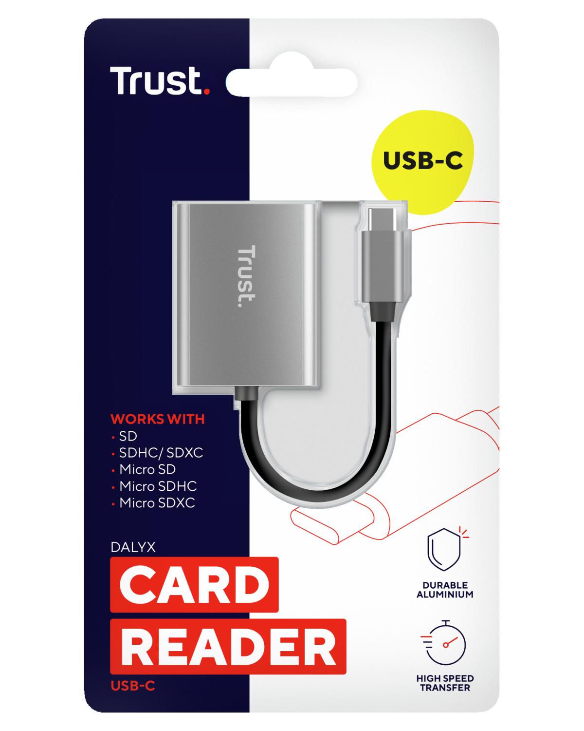 Trust 24136 Lettore di Schede USB 3.2 Type-C Alluminio