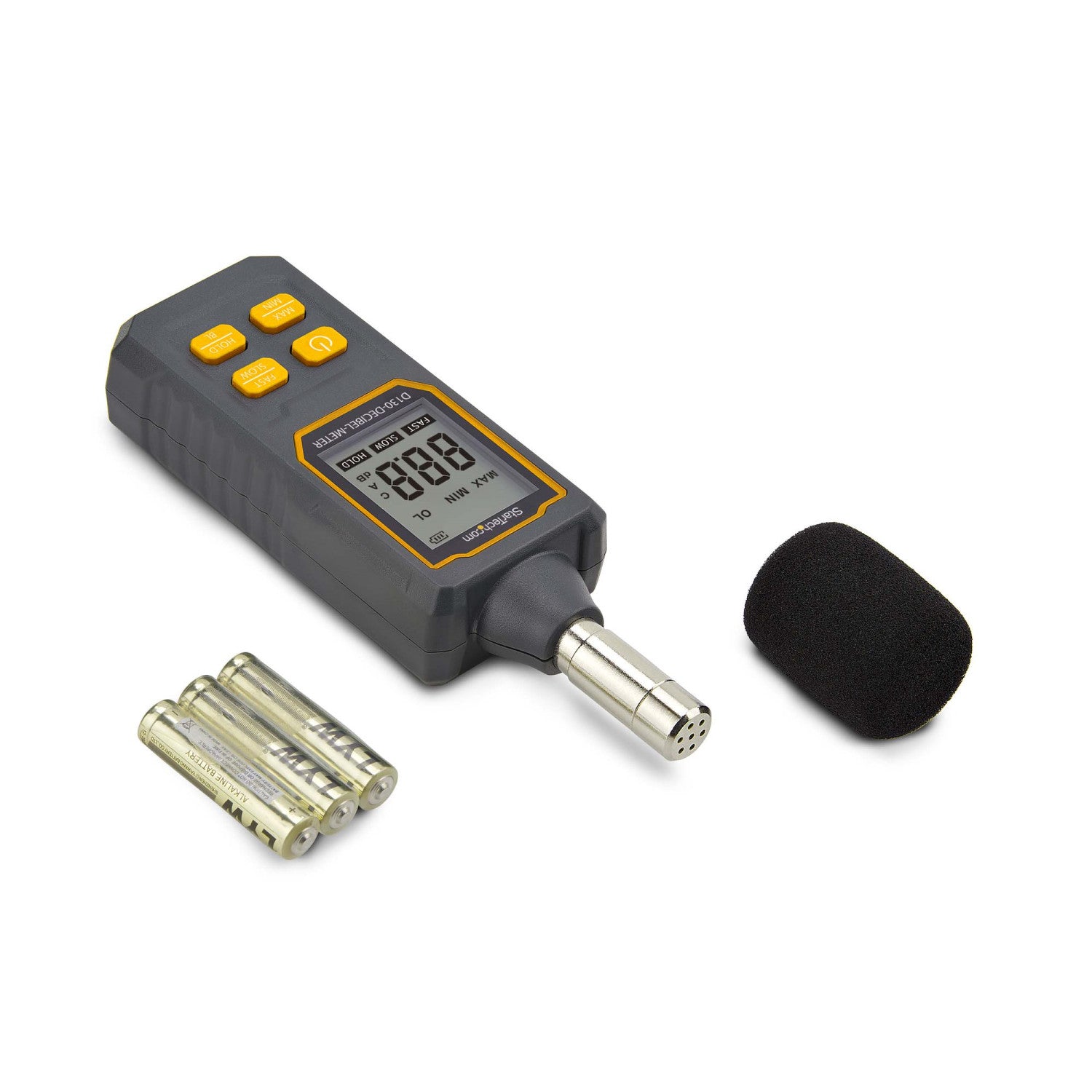 StarTech.com Fonometro Digitale Portatile, Misuratore di Rumore con Display LCD, Tester di Decibel con intervallo 30/130bBA per Sale Server/Uffici con letture Min/Max