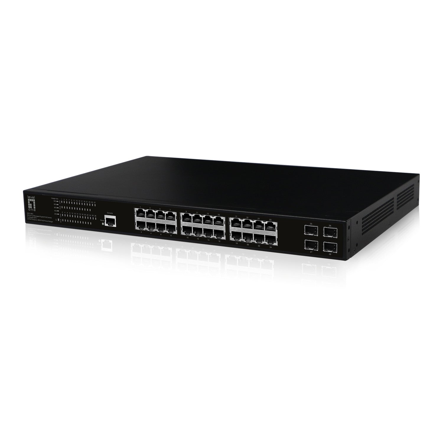 LevelOne GEP-2861 switch di rete Gestito L2 Gigabit Ethernet (10/100/1000) Supporto Power over Ethernet (PoE) 1U Nero