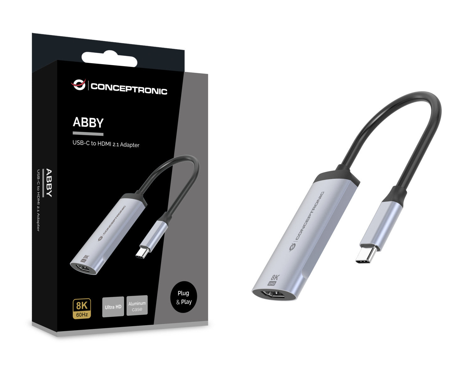 Conceptronic ABBY23G adattatore grafico USB 7680 x 4320 Pixel Argento
