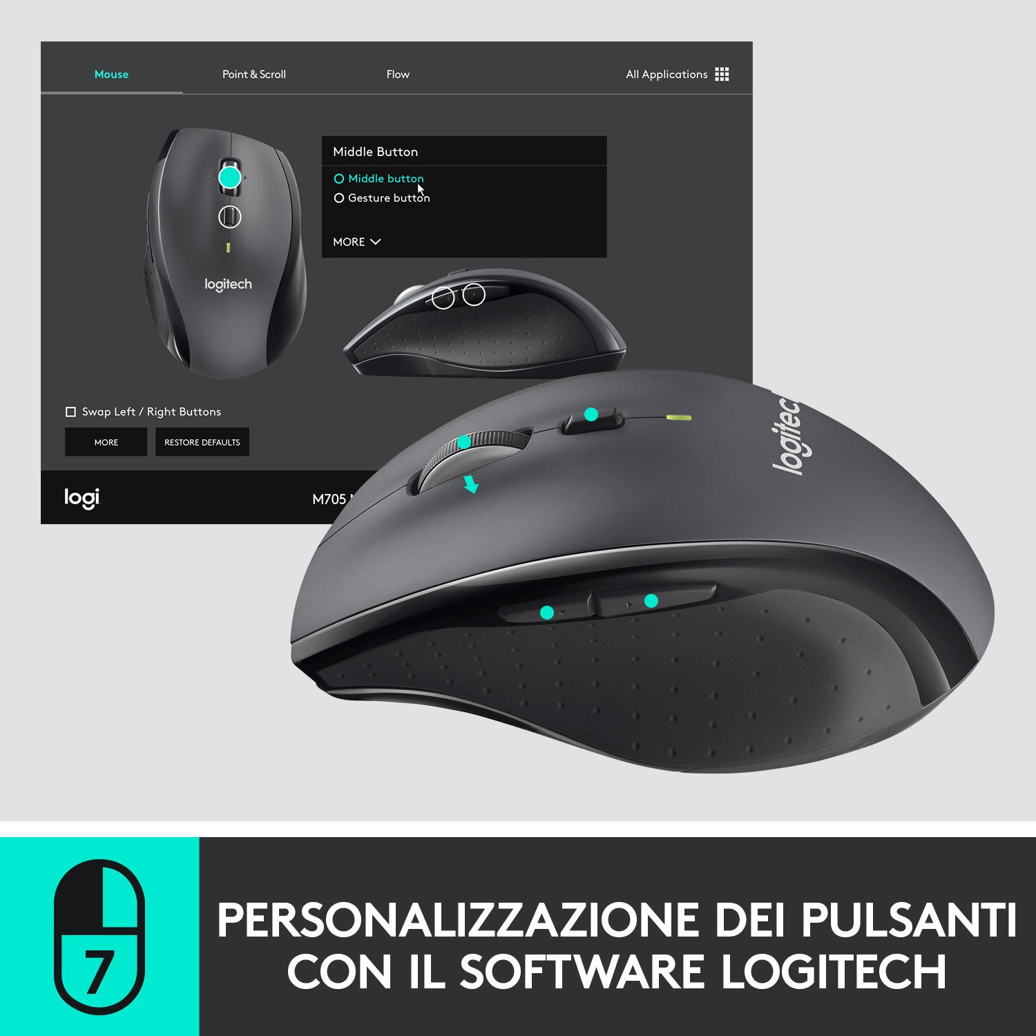 Logitech M705 Mouse Wireless Silver