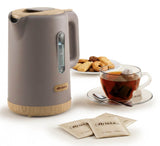 Ariete 2846 Bollitore Breakfast Wood, Bollitore Elettrico Cucina, 2200W, Capacità 1.7L, Effetto Legno, Base Cordless 360°, Spegnimento Automatico, Tortora