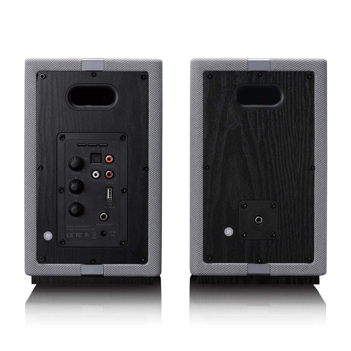 Lenco SPB-240BKGY Coppia Altoparlanti Stereo Hi-Fi Bluetooth 5.3 - 2x40W RMS - Amplificatore Classe D - DSP - RCA - Ottico - USB - Telecomando - Grigio/Nero