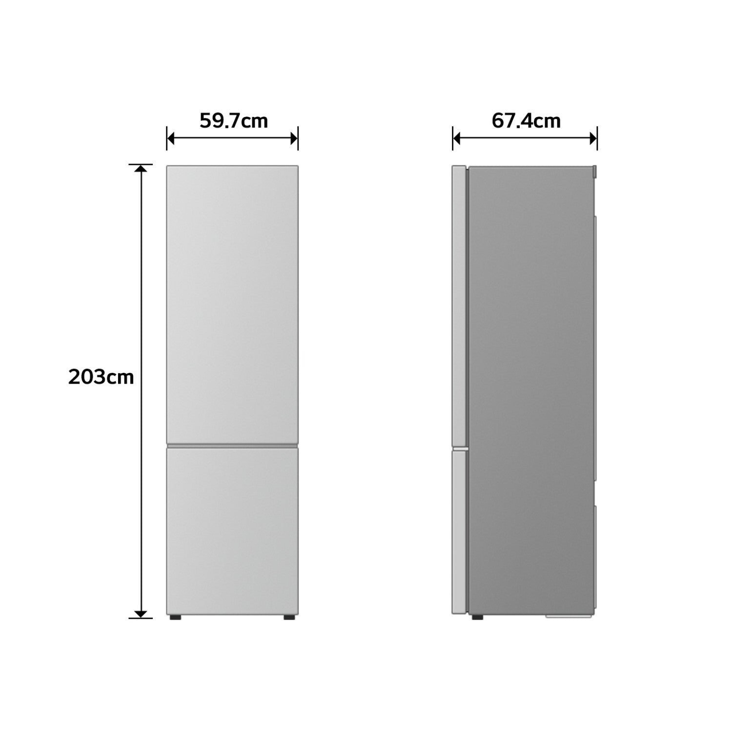 LG GBBSJ21DPY Frigorifero combinato Fit&Max 60cm, Classe D, 375L, AI Inverter, Prime Silver